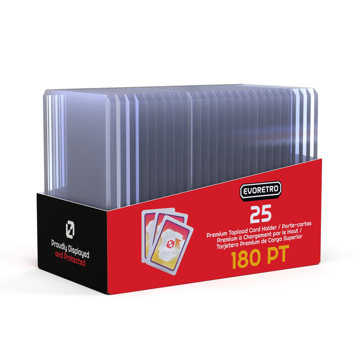 25 EVORETRO Toploader 35pt/55pt/75pt/100pt/180pt – Pack of 25 for Trading Cards-7
