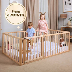 Twin Size Bed Frame for Toddlers with Fence-2