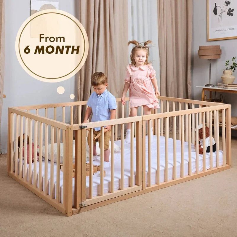 Twin Size Bed Frame for Toddlers with Fence-2