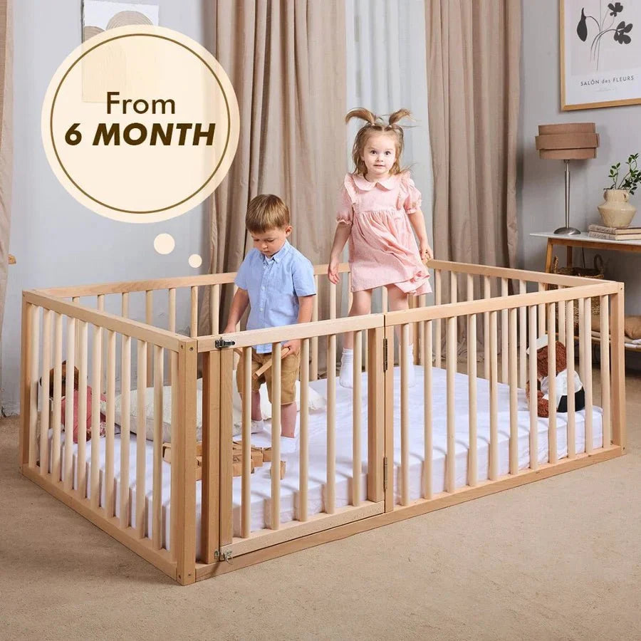 Twin Size Bed Frame for Toddlers with Fence-2