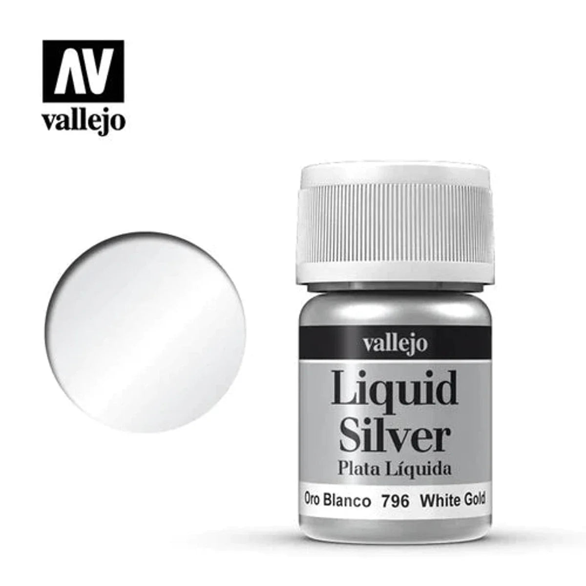 Vallejo 70796 Liquid Silver (Alcohol Based) White Gold 35ml NIB-1