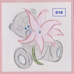 Laura's Design Digital Embroidery Pattern - Teddy Bear with Flower-1