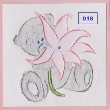 Laura's Design Digital Embroidery Pattern - Teddy Bear with Flower-1