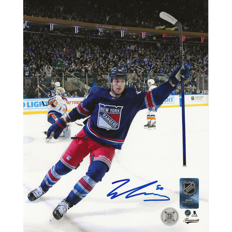 Will Cuylle Autographed New York Rangers Goal Alternate 8x10 Photo-1