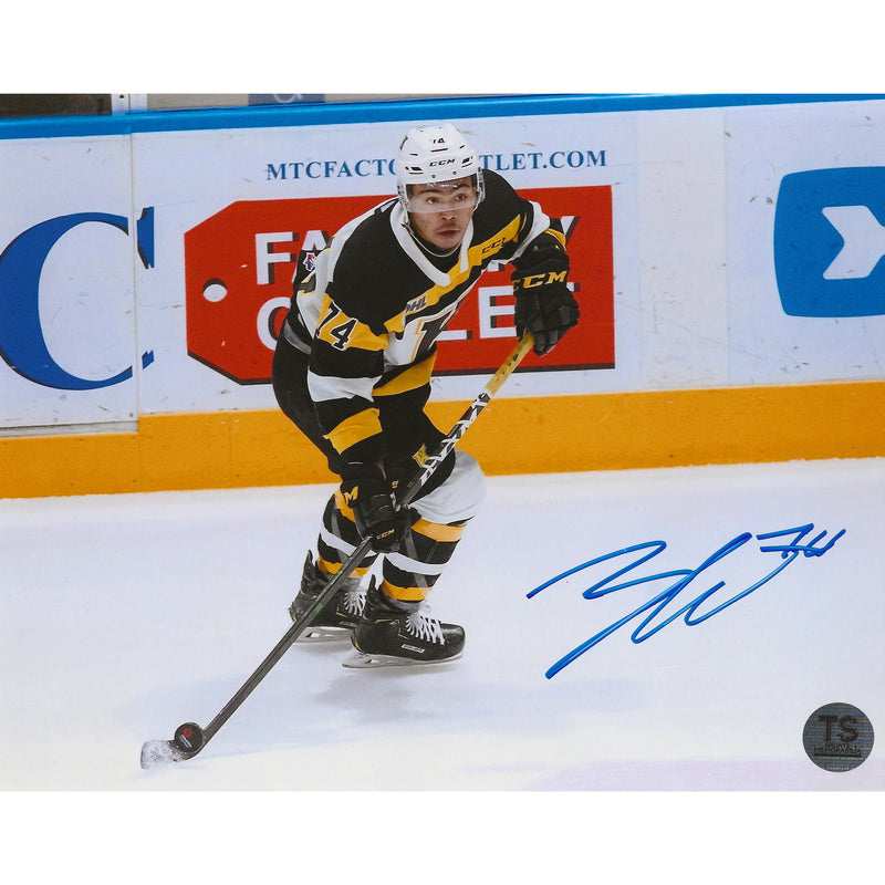 Zayde Wisdom Autographed Kingston Frontenacs Skating w/ Puck 8x10 Photo-1