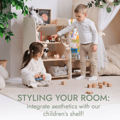 Wooden Montessori Shelves for Toddler 2in1: Bookshelf & Toy Shelving-5