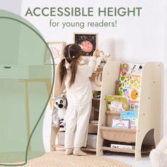 Wooden Montessori Shelves for Toddler 2in1: Bookshelf & Toy Shelving-3