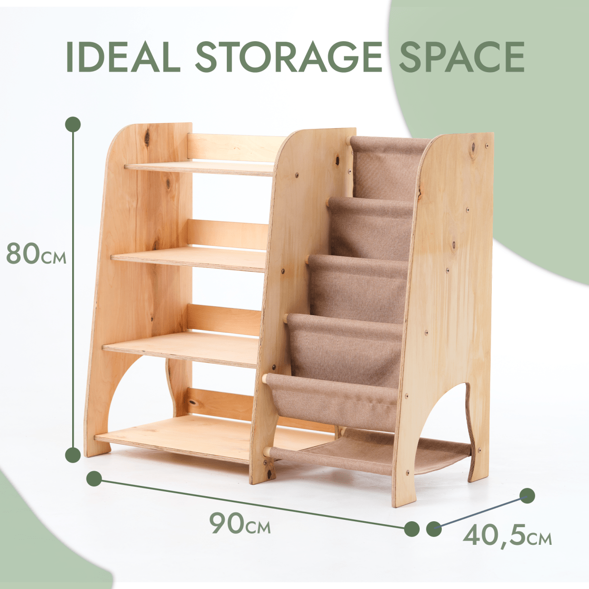 Wooden Montessori Shelves for Toddler 2in1: Bookshelf & Toy Shelving-2