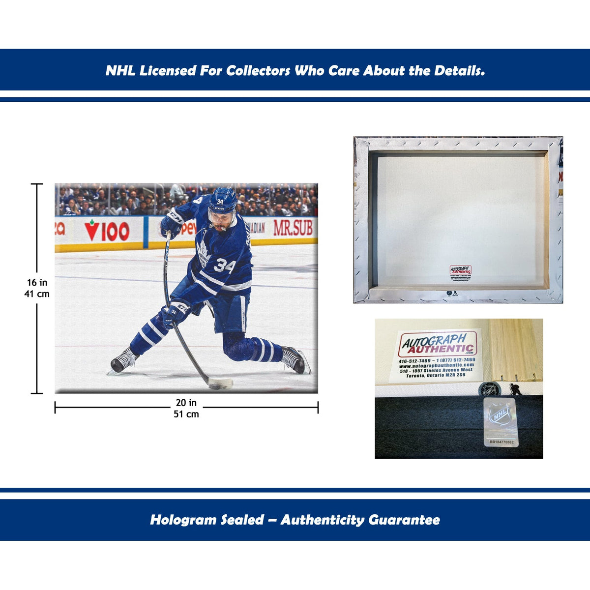 Auston Matthews Slapshot Toronto Hockey NHL Licensed Canvas-5