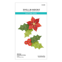 Matrices de découpe poinsettia et houx cousus - Collection de Noël-1