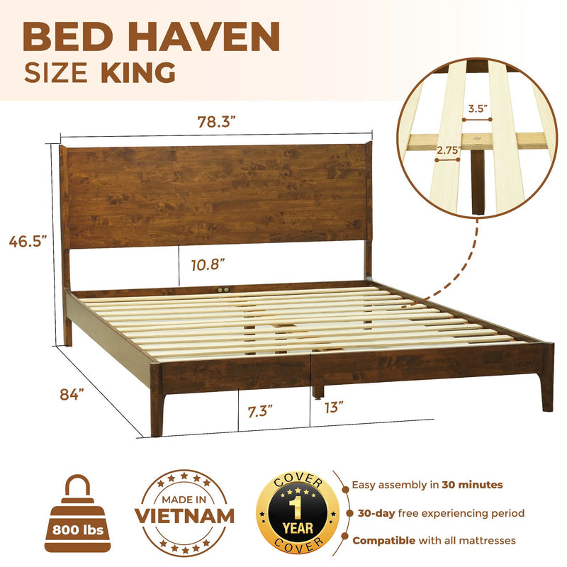 Estructura de Cama de Madera Maciza Haven-10